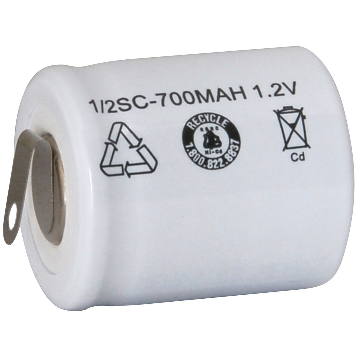 1/2 Sub C NiCd Cell Battery with Tabs 700mAh